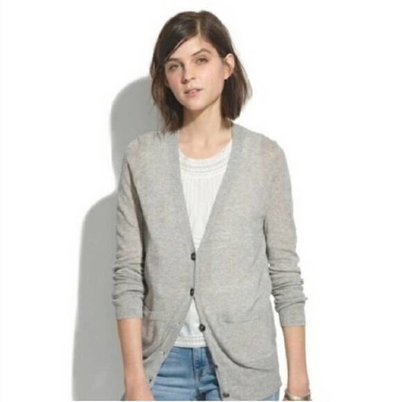 Madewell Womens Coffee Shop Cardigan Sweater Merino Wool Gray Size M - Picture 1 of 9